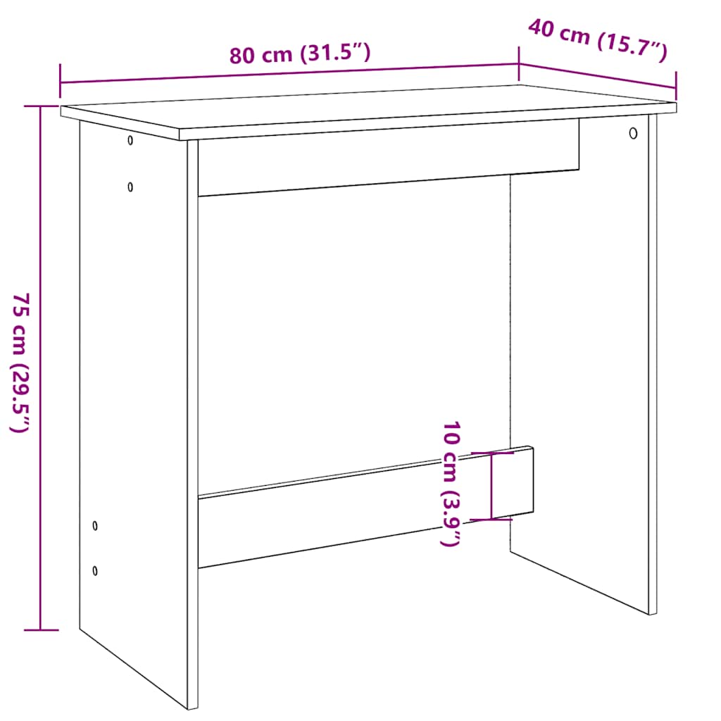 Scrivania Rovere Artigianale 80x40x75 cm in Legno Multistrato