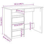 Scrivania Grigio Cemento 102x50x75 cm in Legno Multistrato