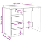 Scrivania Rovere Fumo 102x50x75 cm in Legno Multistrato