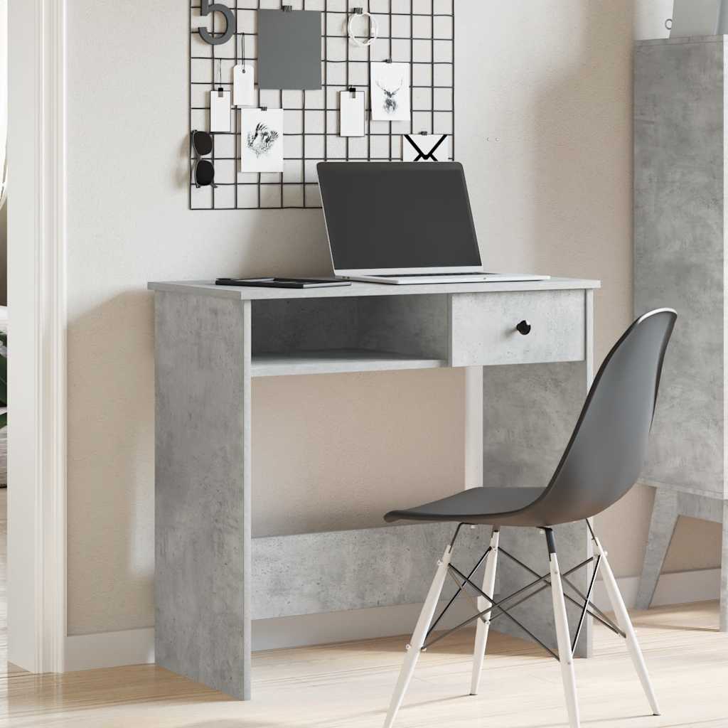 Scrivania Grigio Cemento 80x40x75 cm in Legno Multistrato