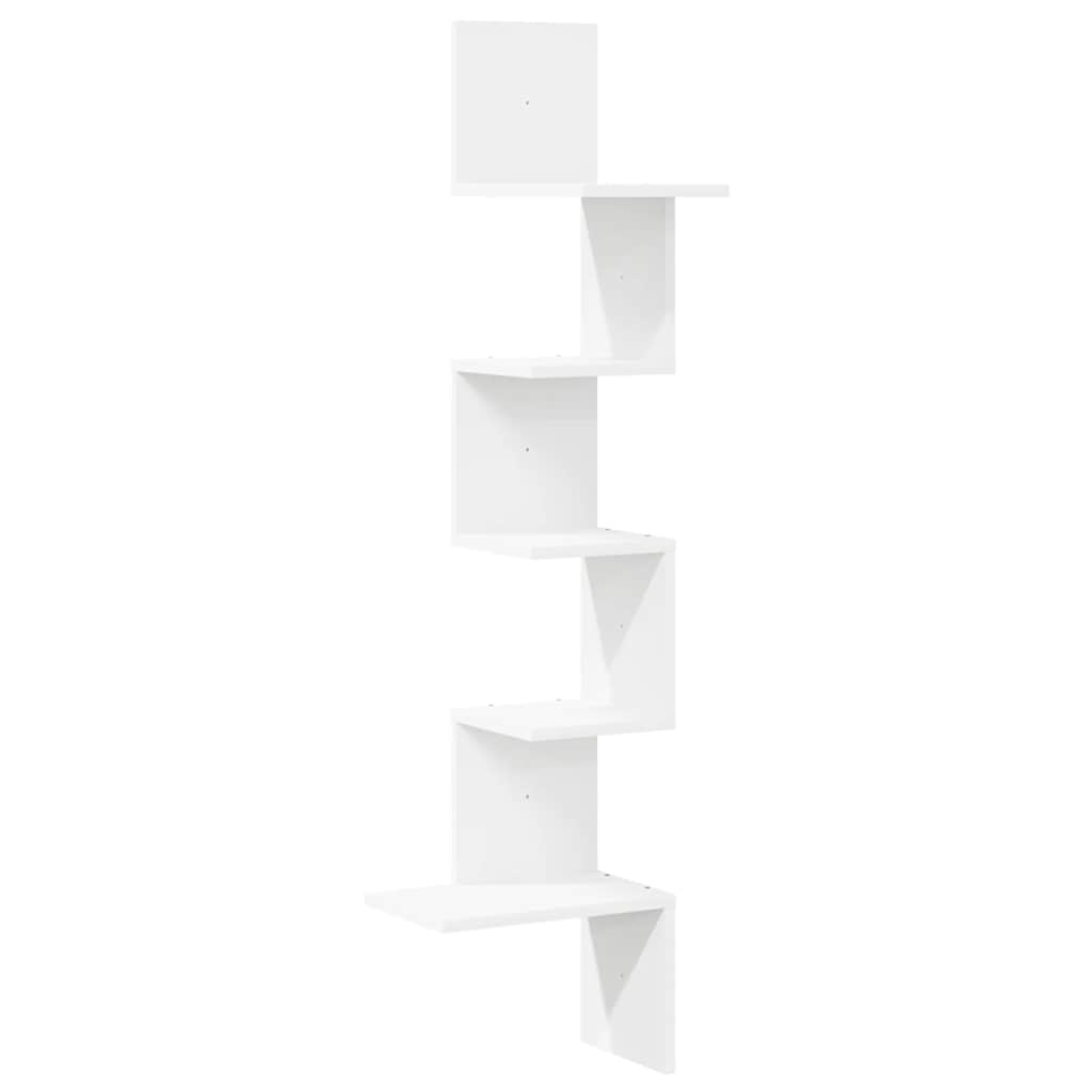 Scaffale Angolare Muro Bianco 32x32x127,5 cm Legno Multistrato