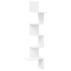 Scaffale Angolare Muro Bianco 32x32x127,5 cm Legno Multistrato