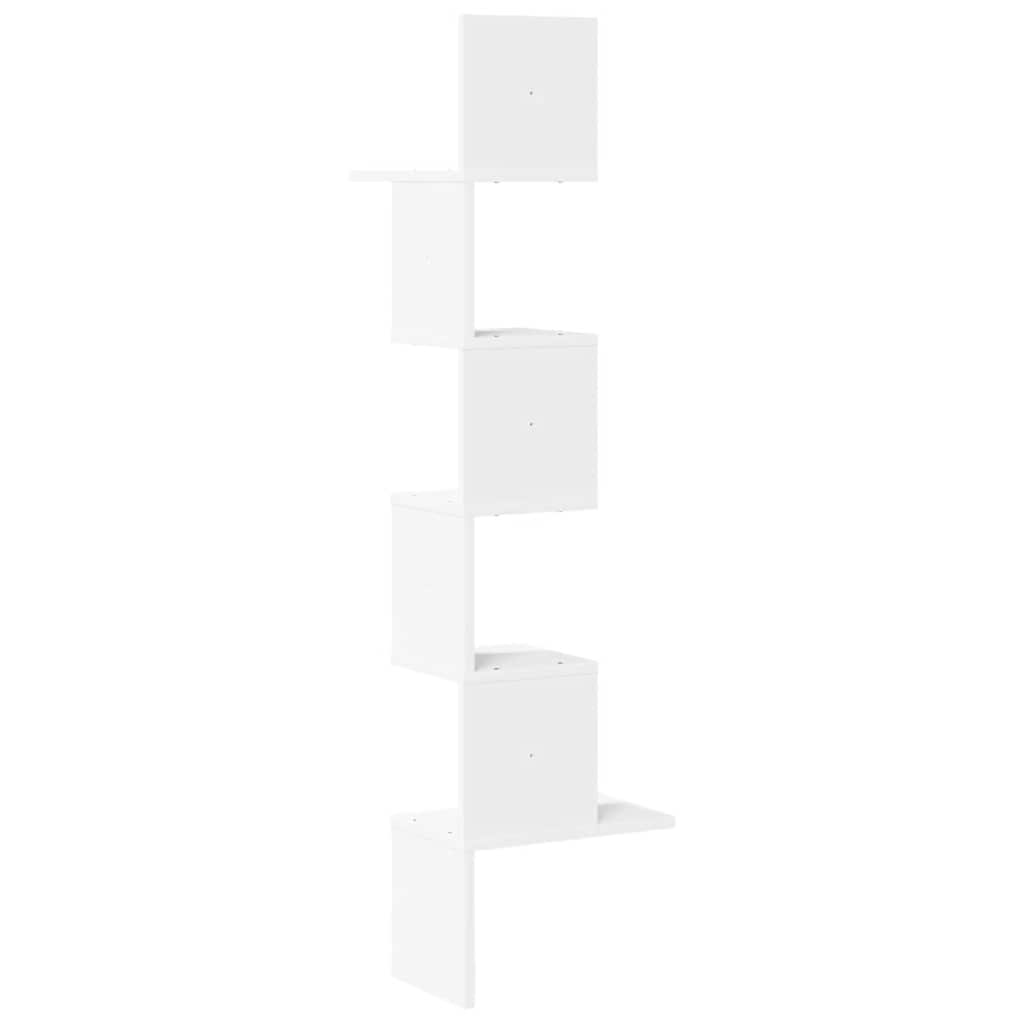 Scaffale Angolare Muro Bianco 32x32x127,5 cm Legno Multistrato