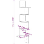 Scaffale Angolare Muro Bianco 32x32x127,5 cm Legno Multistrato