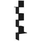 Scaffale Angolare Muro Nero 32x32x127,5 cm Legno Multistrato