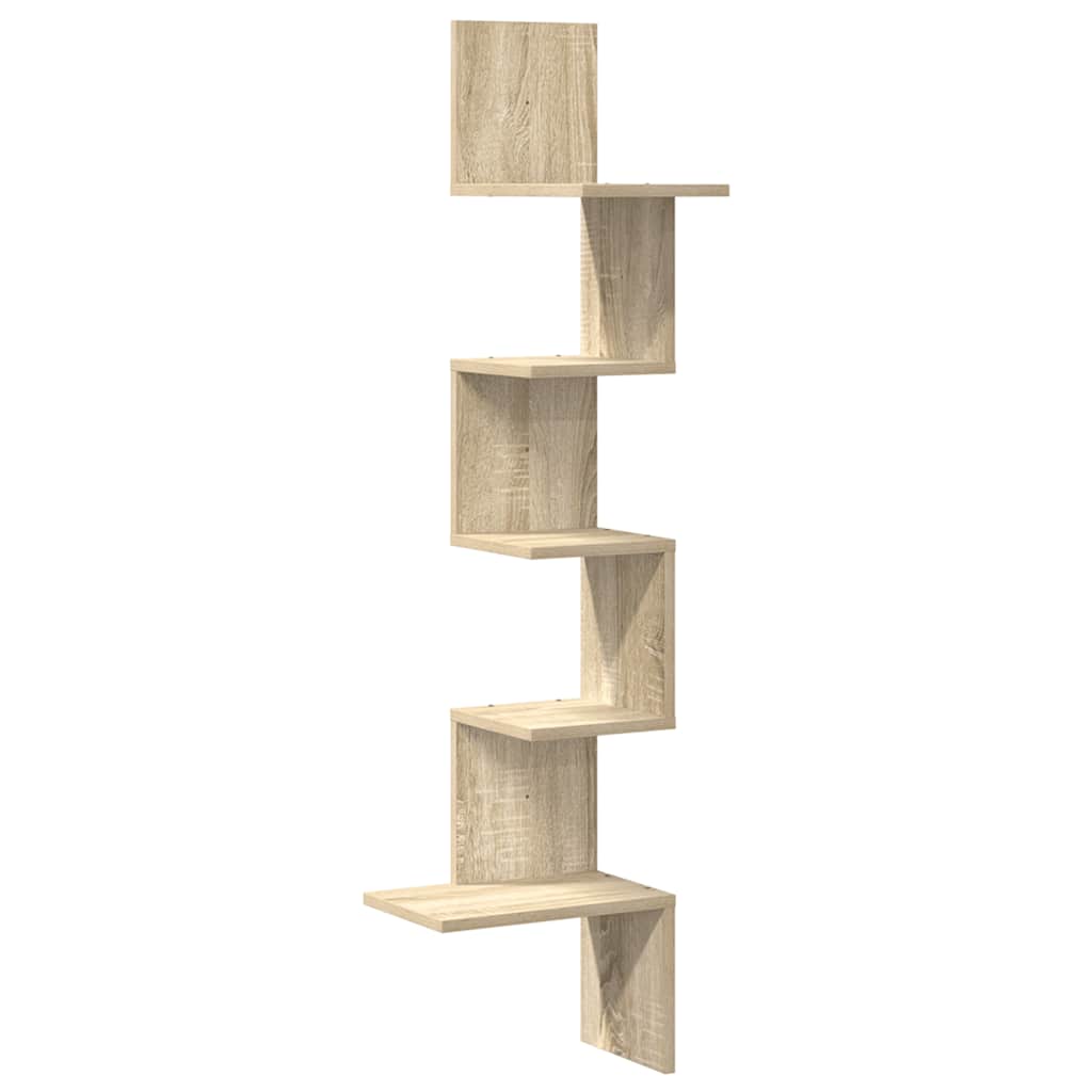 Scaffale Angolare Muro Rovere Sonoma 32x32x127,5 cm Truciolato