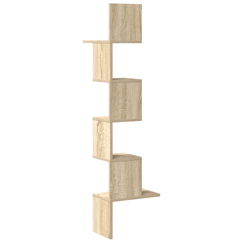 Scaffale Angolare Muro Rovere Sonoma 32x32x127,5 cm Truciolato