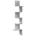 Scaffale Angolare a Muro Grigio Cemento 32x32x127,5 cm