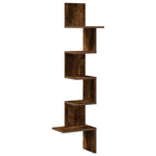 Scaffale Angolare a Muro Rovere Fumo 32x32x127,5 cm Truciolato