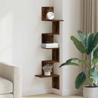 Scaffale Angolare a Muro Rovere Fumo 32x32x127,5 cm Truciolato