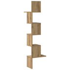 Scaffale Angolare Muro Rovere Artigianale 32x32x127,5 cm