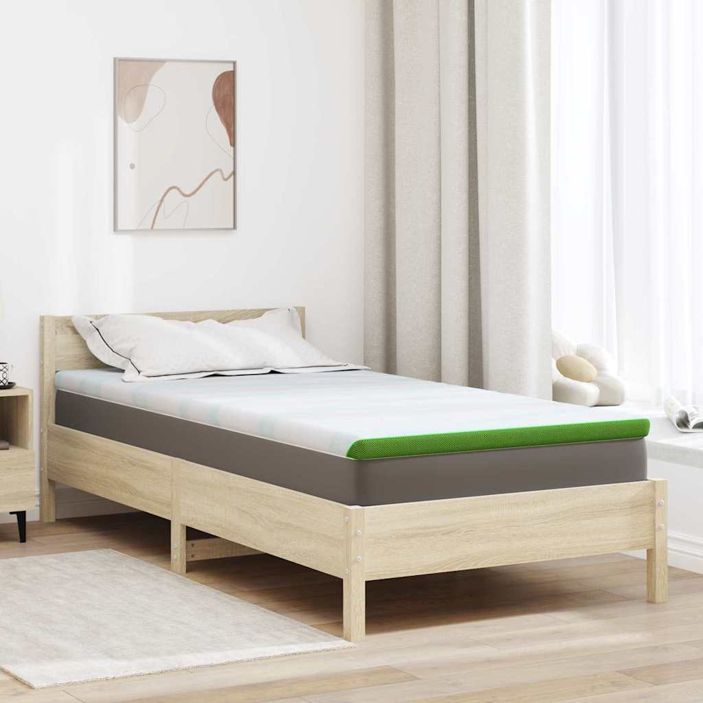 Topper per materasso Bianco e Verde 90 x 190 cm