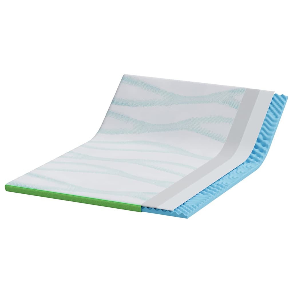 Topper per materasso Bianco e Verde 140 x 200 cm