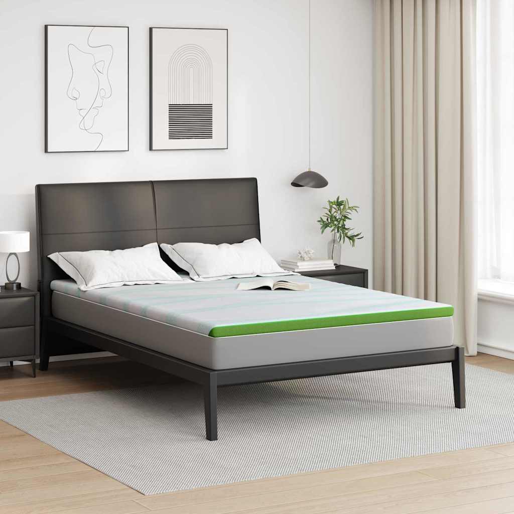 Topper per materasso Bianco e Verde 140 x 200 cm