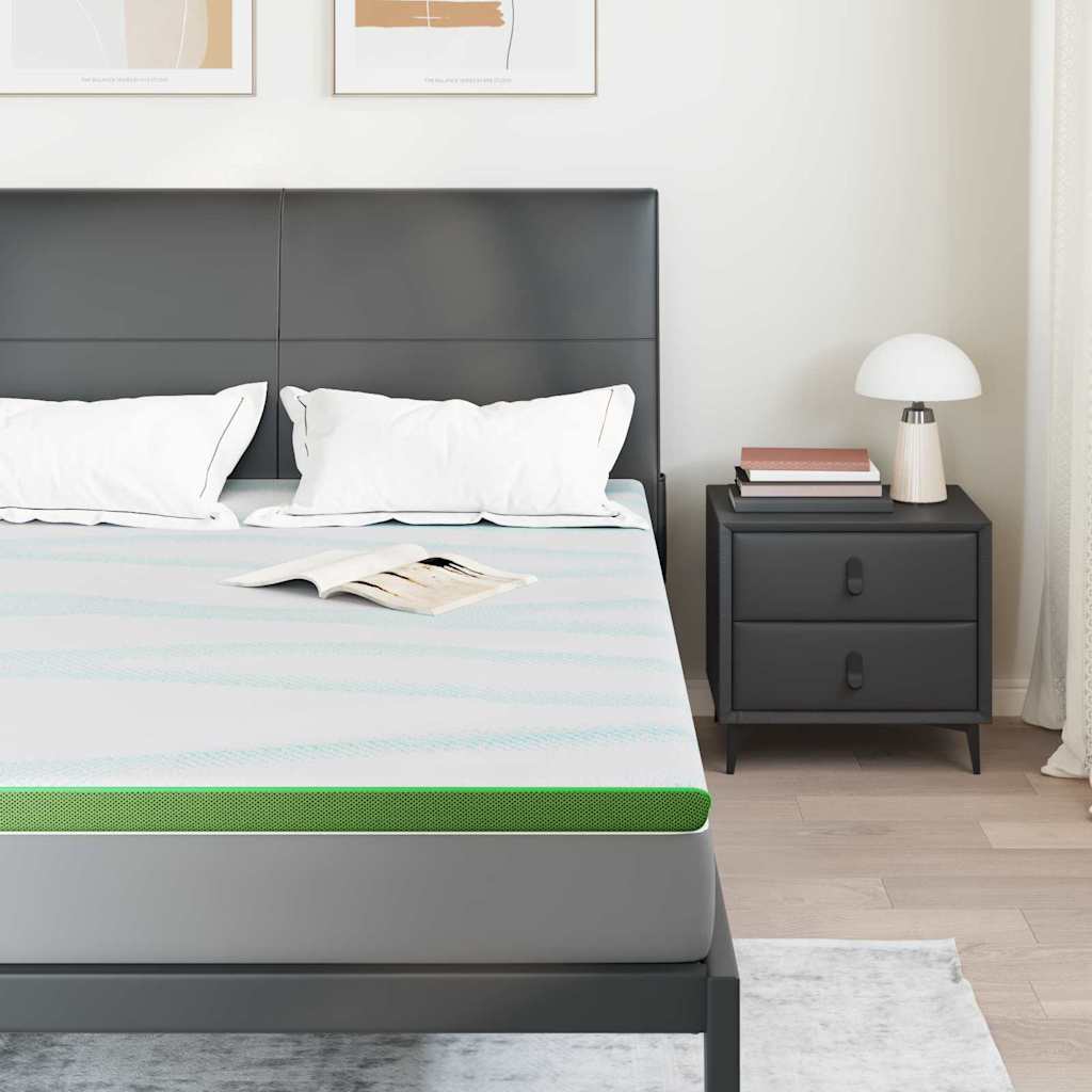 Topper per materasso Bianco e Verde 140 x 200 cm