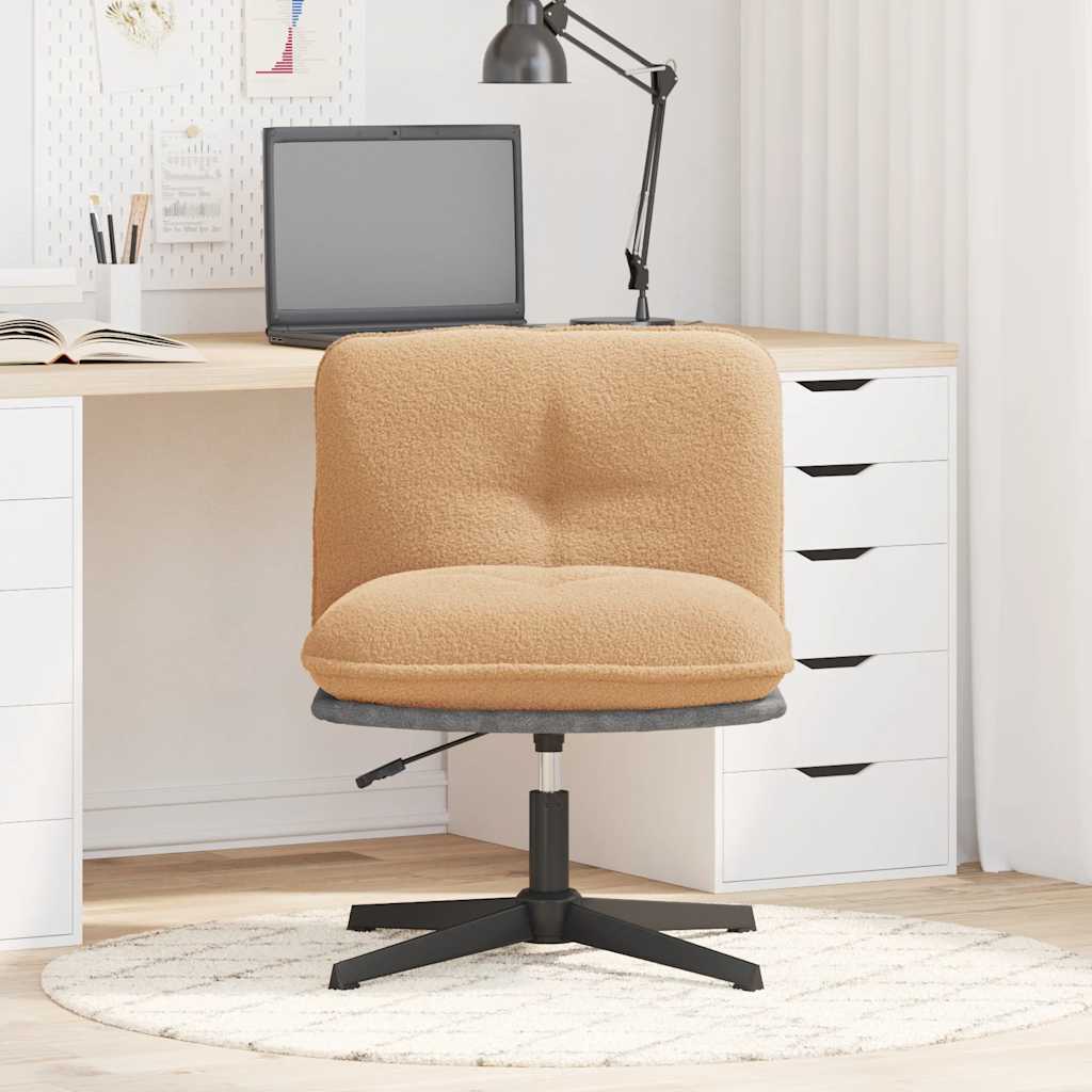 Sedia da Ufficio Girevole in Tessuto Riccio Beige Effetto Lana