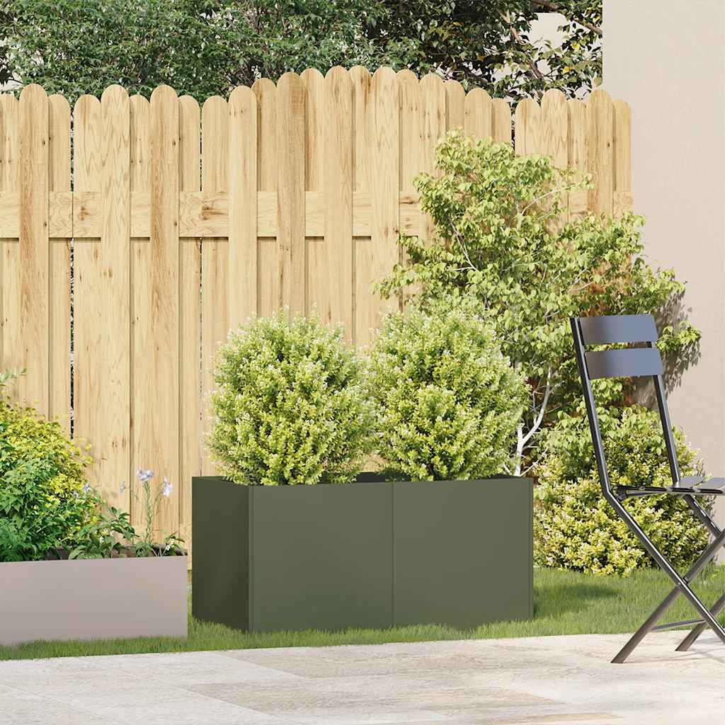 Fioriera Verde Oliva 80x40x40 cm in Acciaio Laminato a Freddo