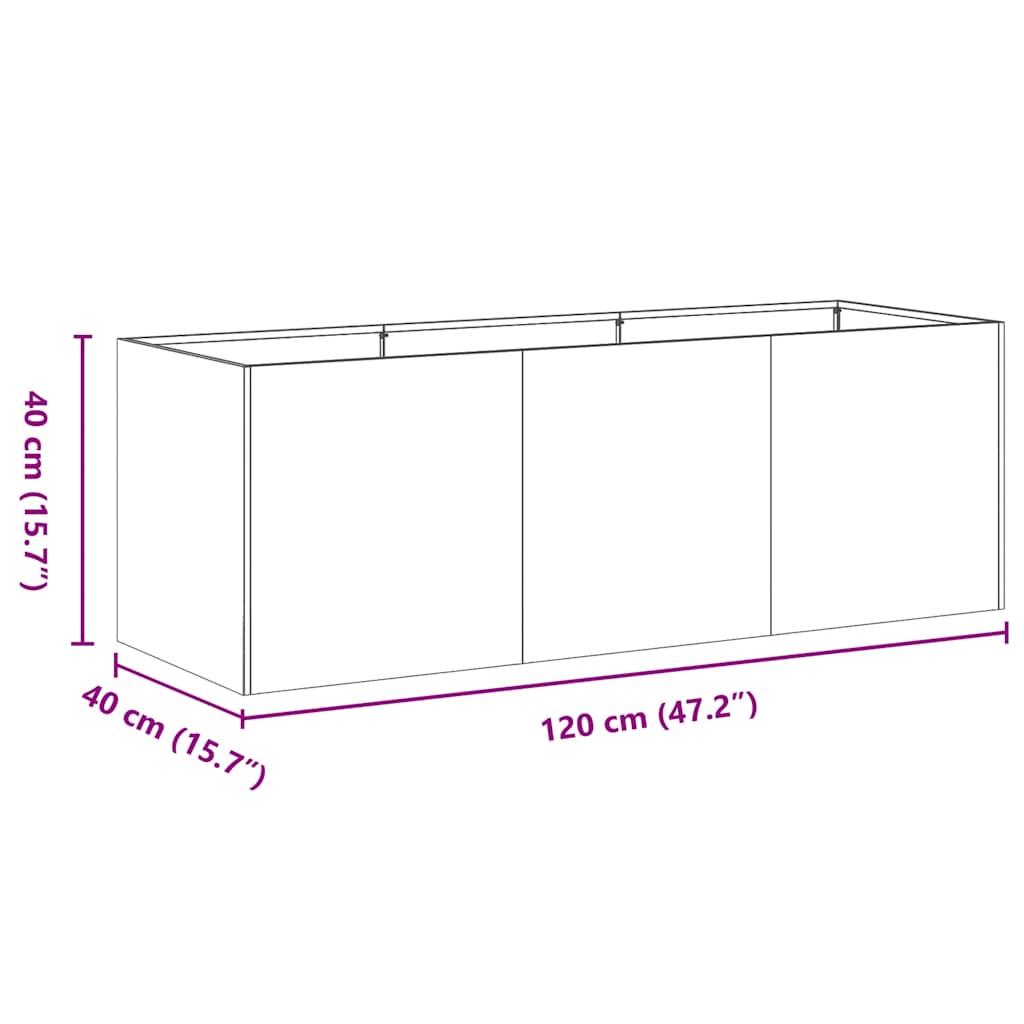 Fioriera Antracite 120x40x40 cm Acciaio laminato a freddo