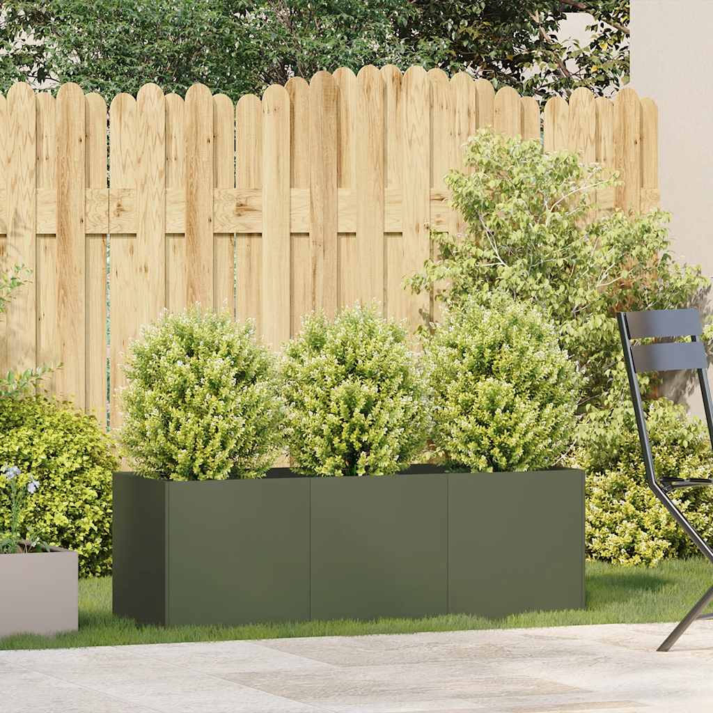 Fioriera Verde Oliva 120x40x40 cm in Acciaio Laminato a Freddo