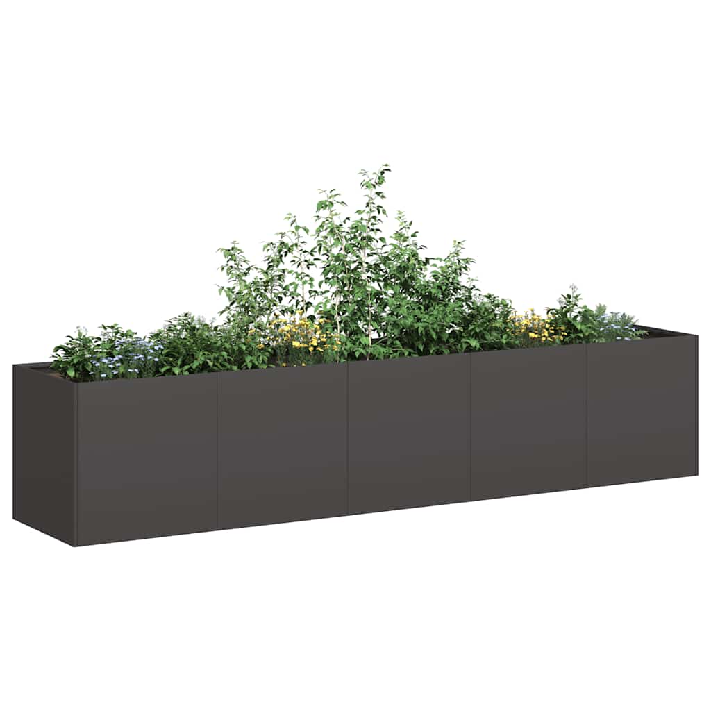Fioriera Nera 200x40x40 cm Acciaio Laminato a Freddo