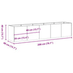 Fioriera 200x40x40 cm in Acciaio Inox