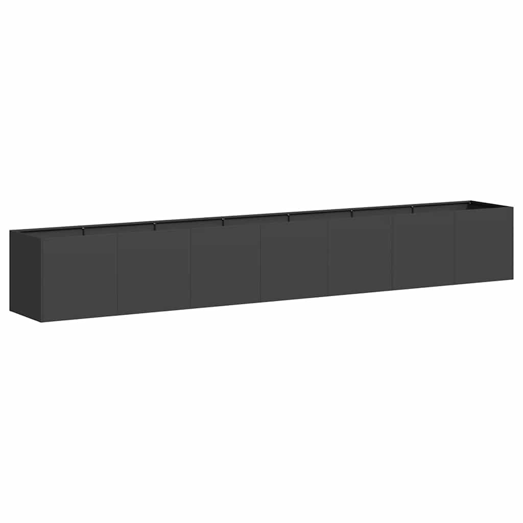 Fioriera Nera 280x40x40 cm in Acciaio Laminato a Freddo