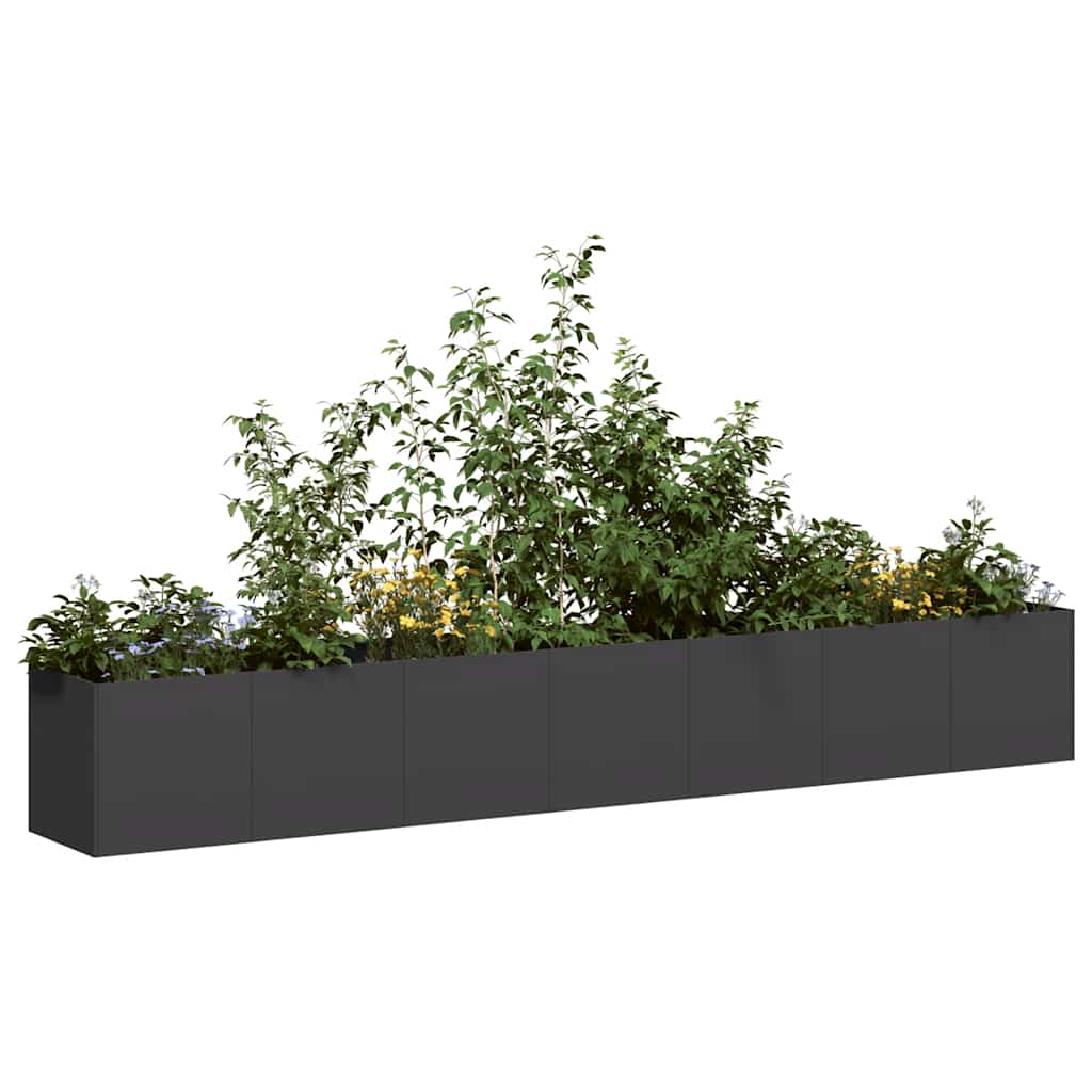Fioriera Nera 280x40x40 cm in Acciaio Laminato a Freddo