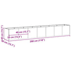 Fioriera Antracite 280x40x40 cm in Acciaio Laminato a Freddo