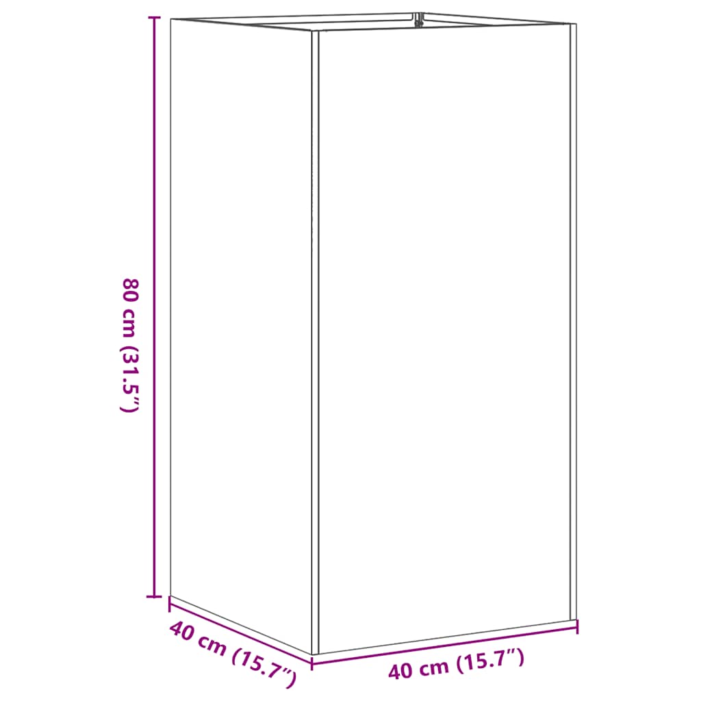 Fioriera Nera 40x40x80 cm in Acciaio Laminato a Freddo
