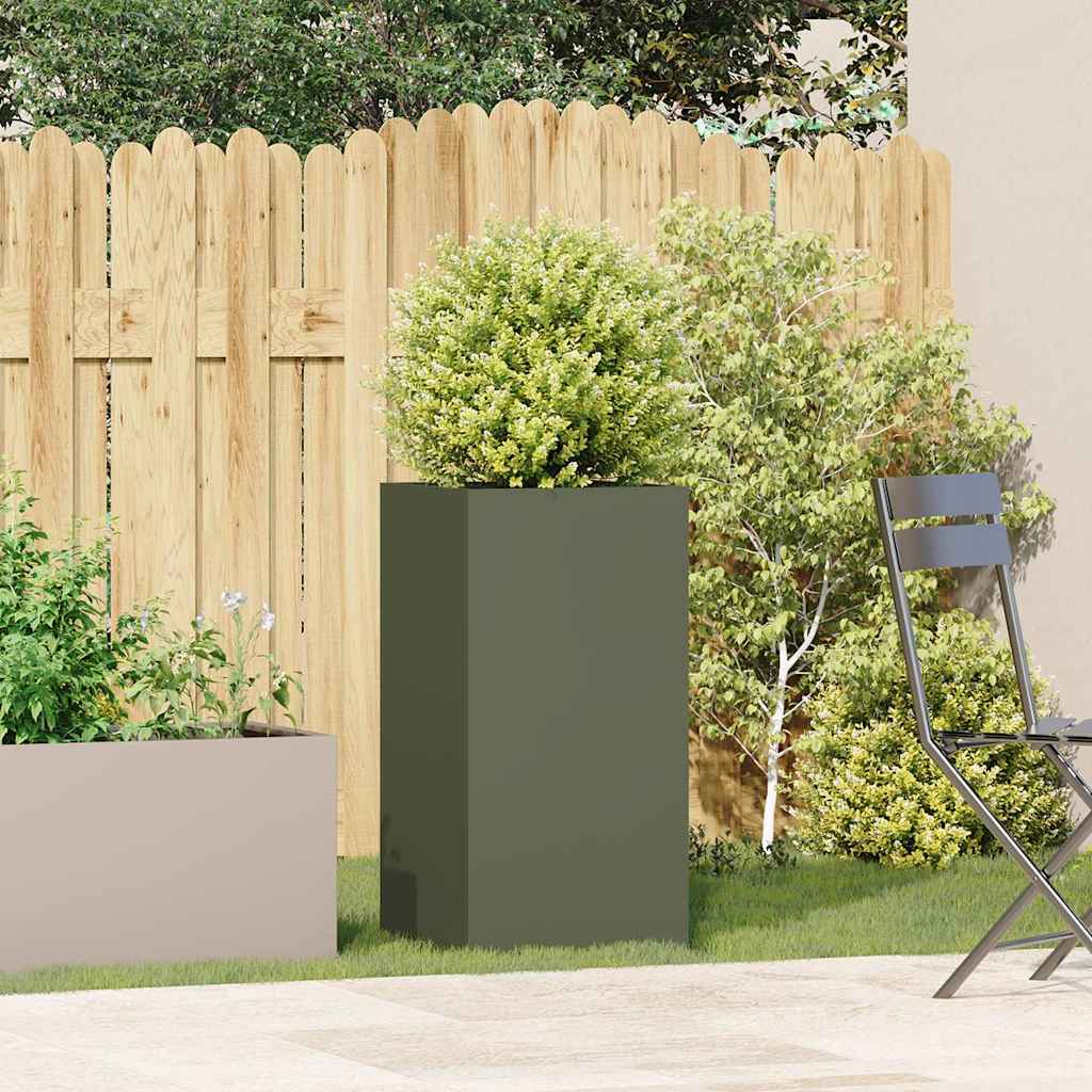 Fioriera Verde Oliva 40x40x80 cm in Acciaio Laminato a Freddo