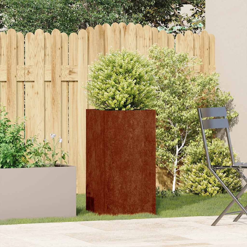 Fioriera Arrugginita 40x40x80 cm in Acciaio Corten