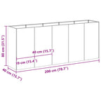 Fioriera Nera 200x40x80 cm in Acciaio Laminato a Freddo