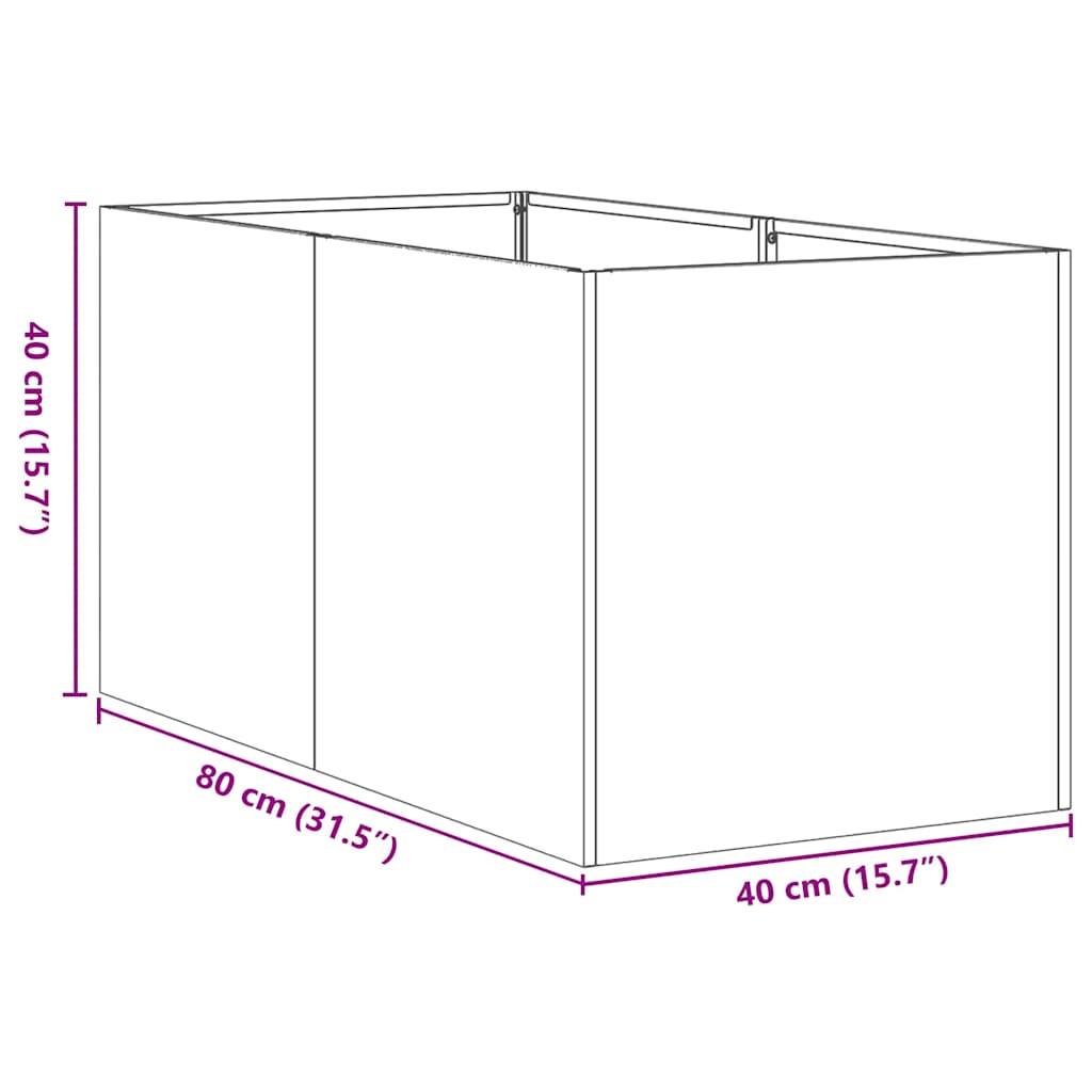 Fioriera Antracite 40x80x40 cm in Acciaio Laminato a Freddo