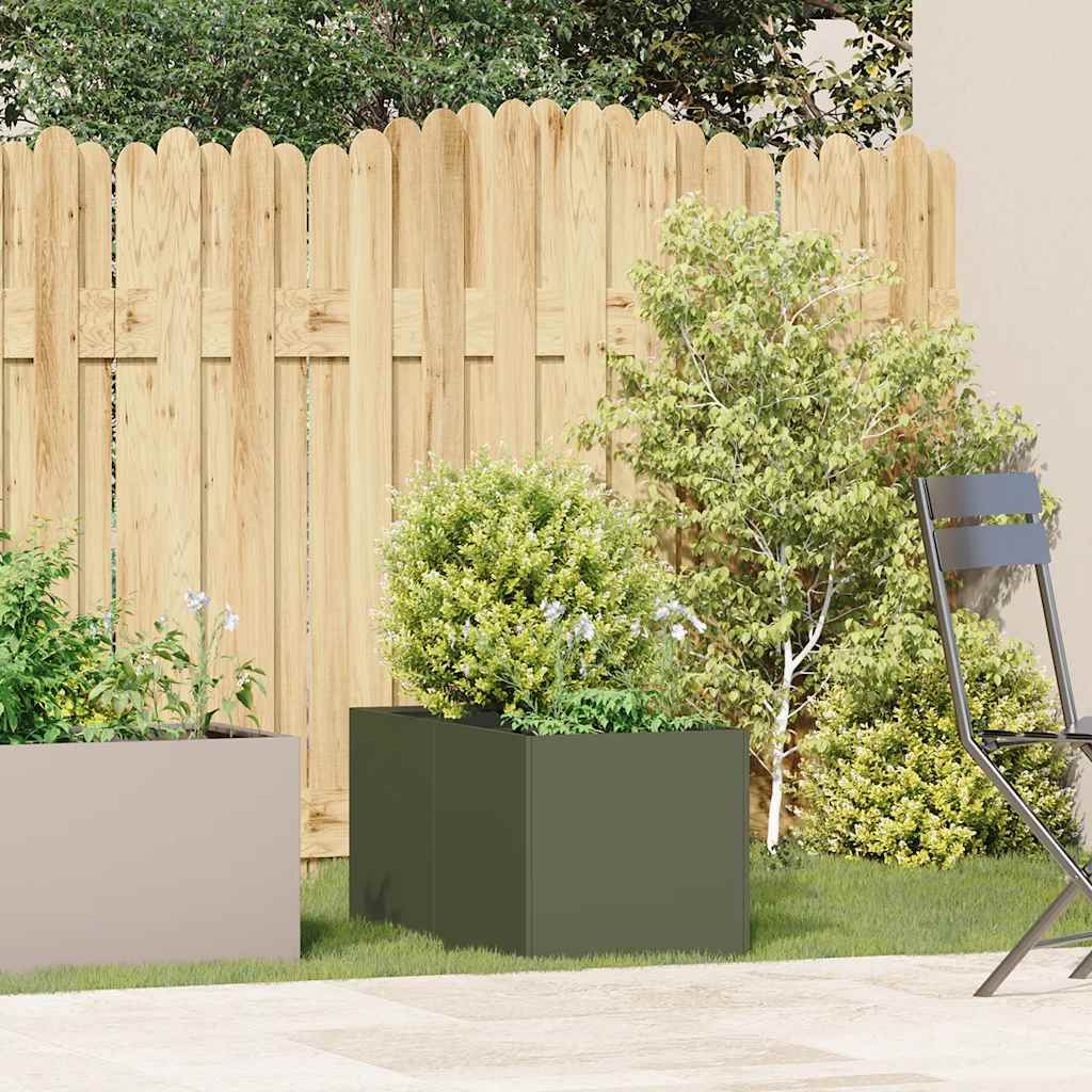 Fioriera Verde Oliva 40x80x40 cm in Acciaio Laminato a Freddo
