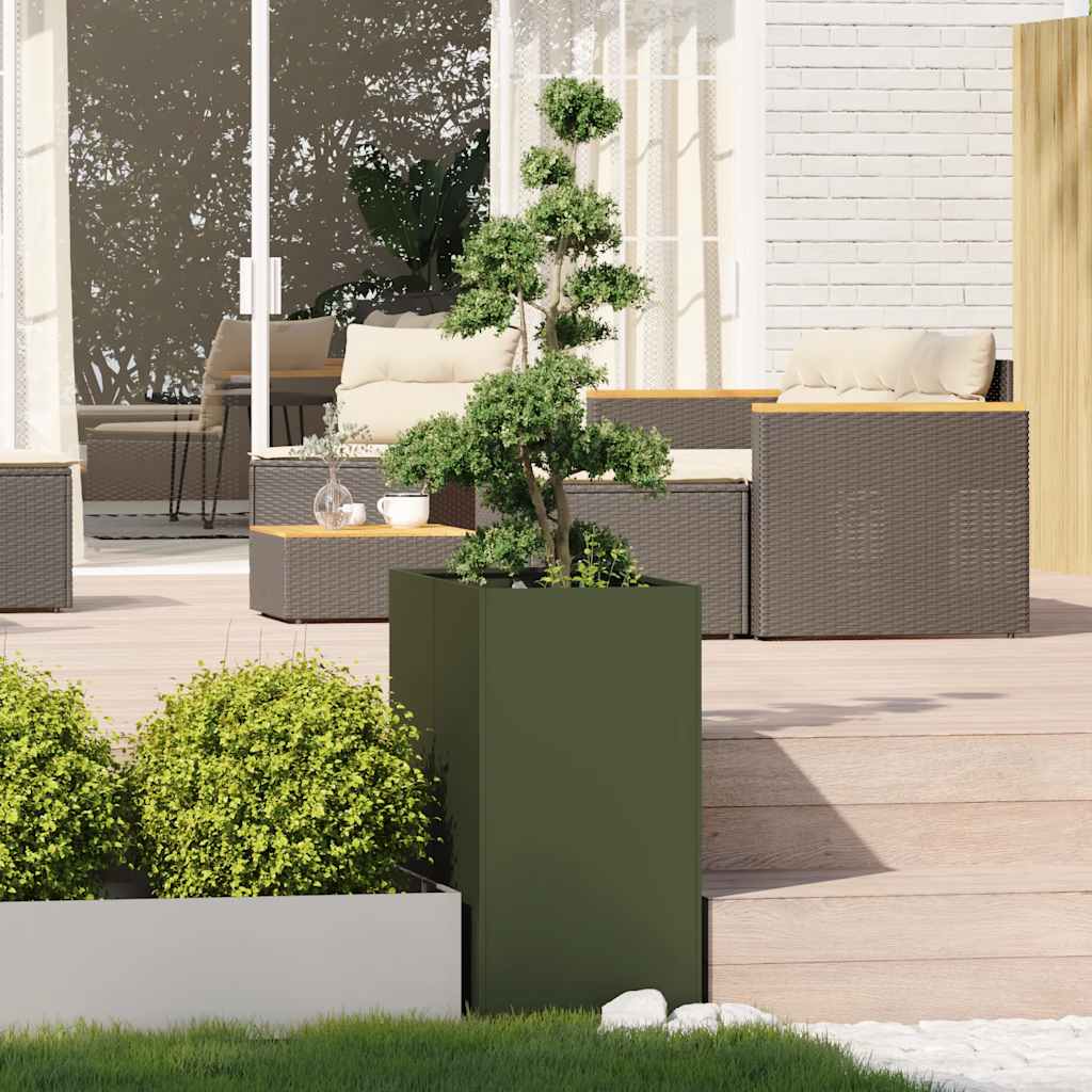 Fioriera Verde Oliva 40x80x80 cm in Acciaio