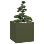 Fioriera Verde Oliva 80x80x80 cm in Acciaio