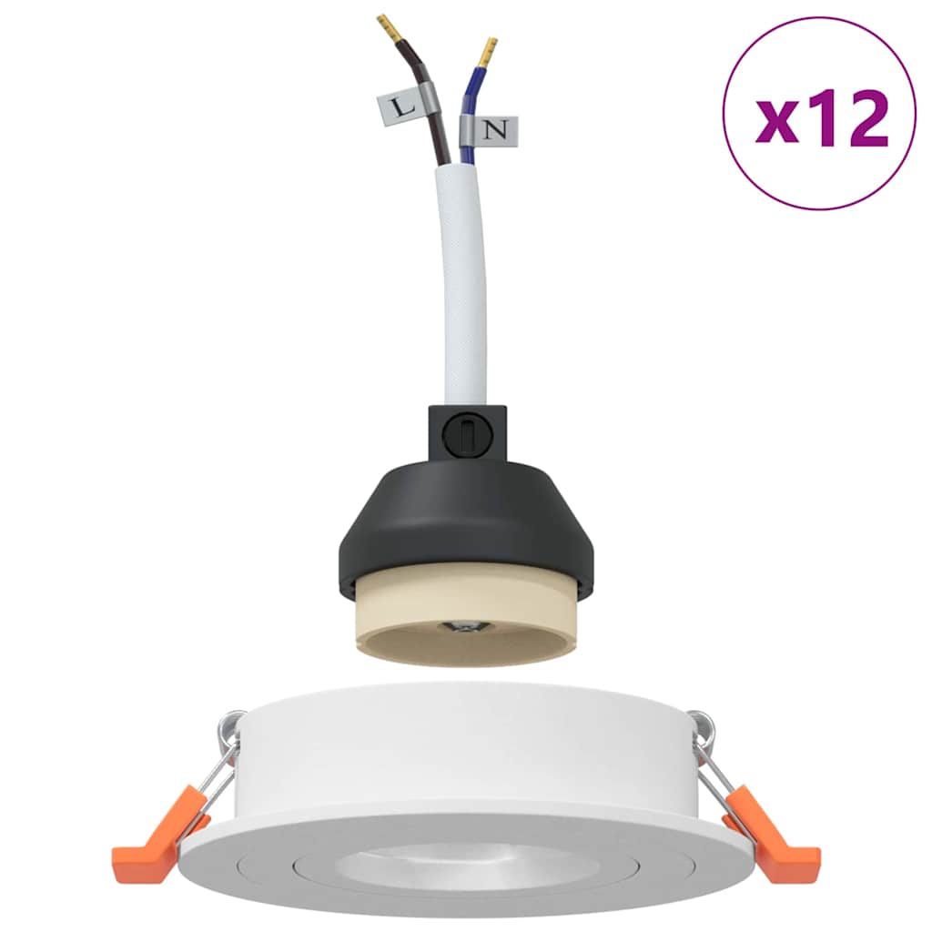 Spotlight 12 pcs Bianco 9 x 9 x 2 cm Alluminio