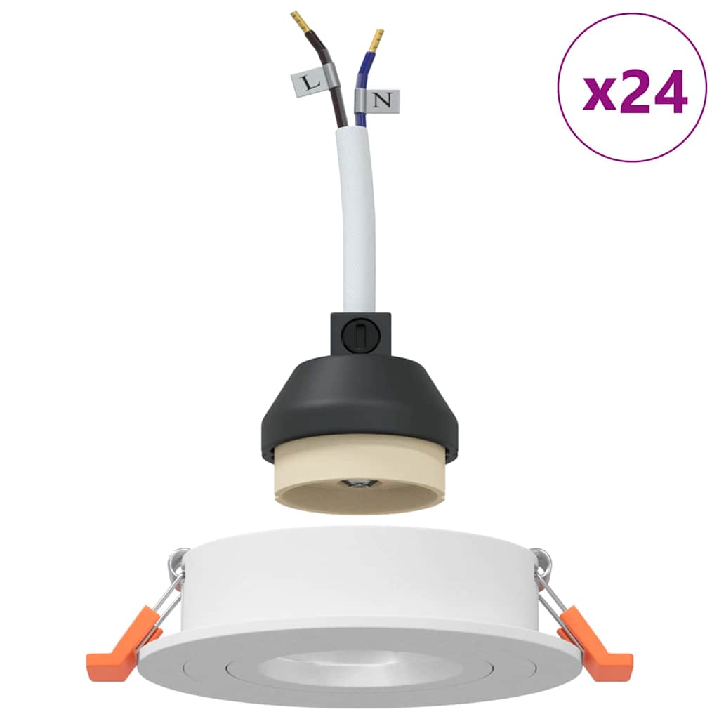 Spotlight 24 pcs Bianco 9 x 9 x 2 cm Alluminio