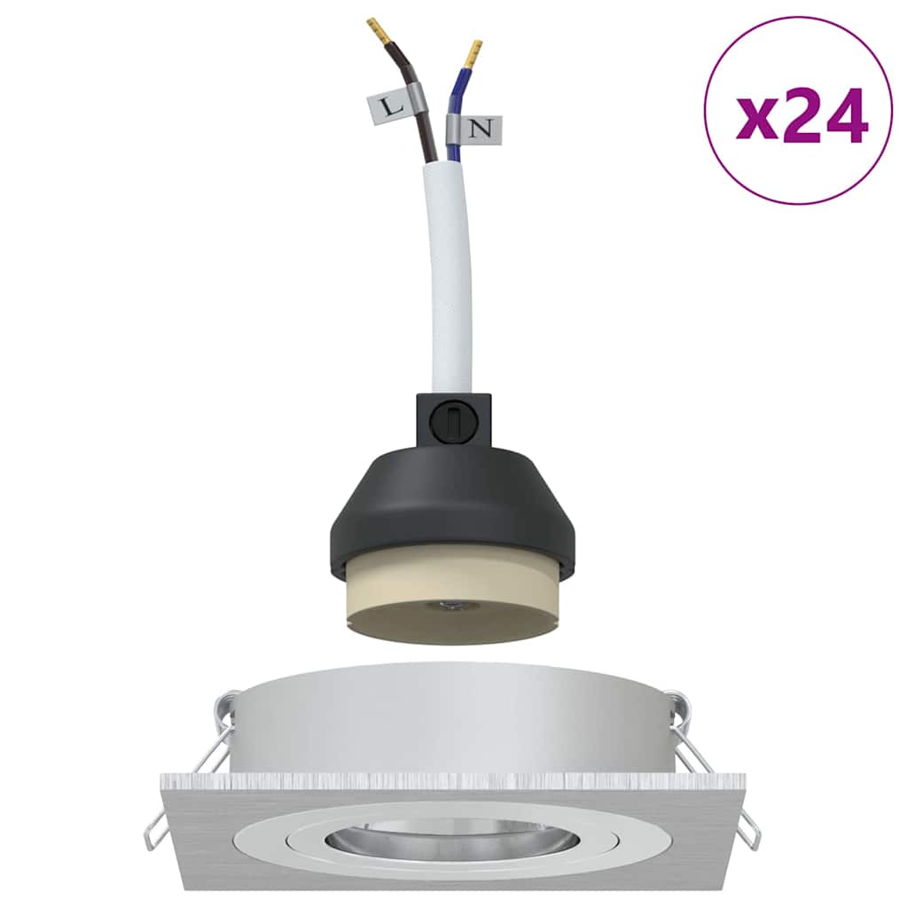 Spotlight 24 pcs Argento 9 x 9 x 2 cm Alluminio