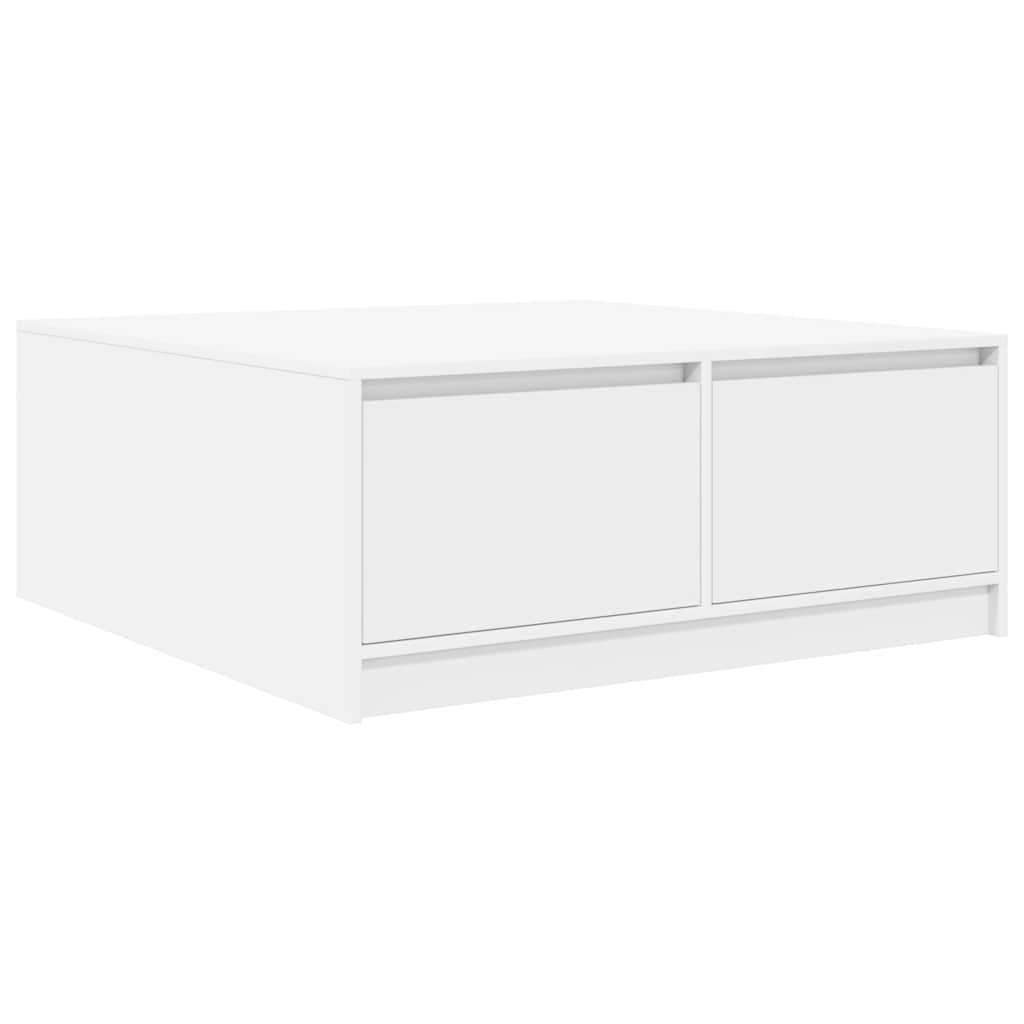 Tavolino da Salotto con Cassetti Bianco 100x100x40 cm