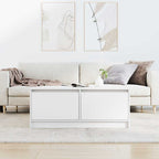Tavolino da Salotto con Cassetti Bianco 100x100x40 cm