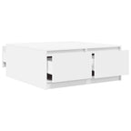 Tavolino da Salotto con Cassetti Bianco 100x100x40 cm