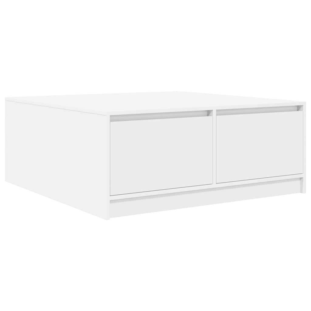 Tavolino da Salotto con Cassetti Bianco 100x100x40 cm