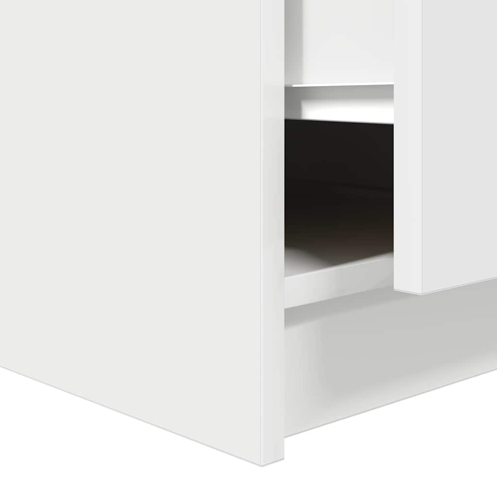 Tavolino da Salotto con Cassetti Bianco 100x100x40 cm