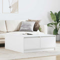Tavolino da Salotto con Cassetti Bianco 100x100x40 cm