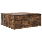Tavolino da Salotto con Cassetti Rovere Fumo 100x100x40 cm