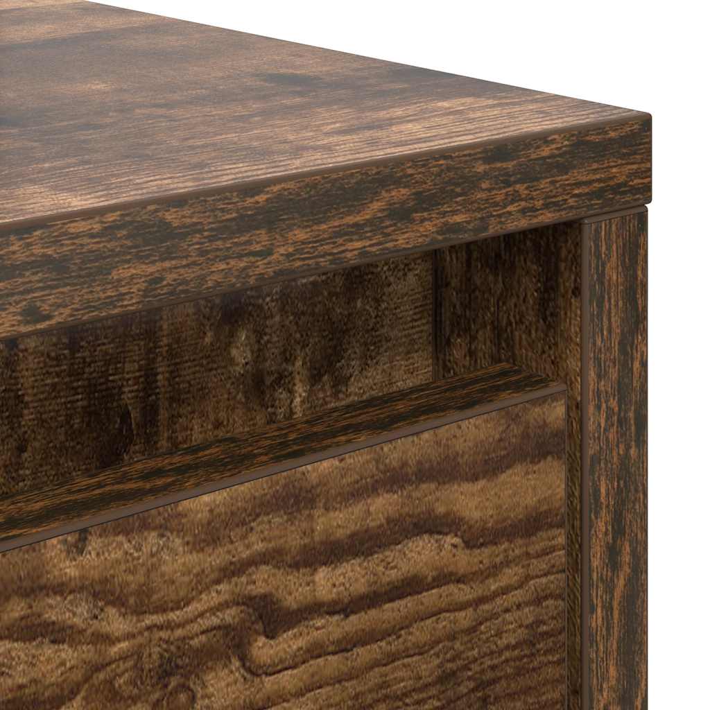 Tavolino da Salotto con Cassetti Rovere Fumo 100x100x40 cm