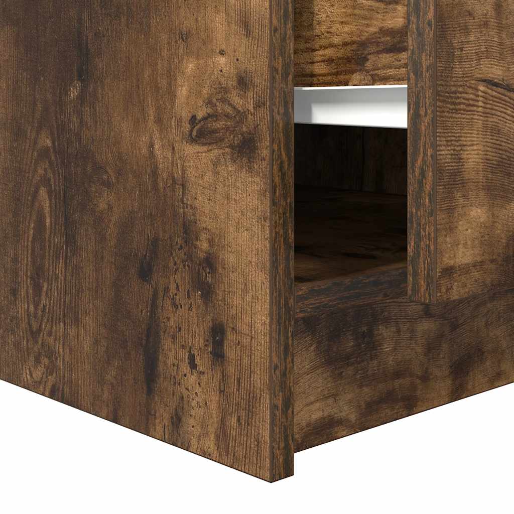 Tavolino da Salotto con Cassetti Rovere Fumo 100x100x40 cm