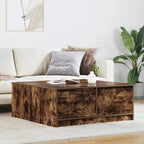 Tavolino da Salotto con Cassetti Rovere Fumo 100x100x40 cm