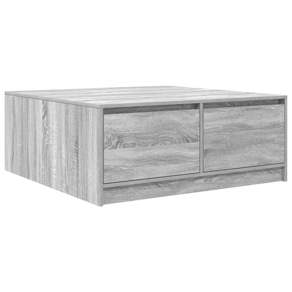 Tavolino da Salotto con Cassetti Grigio Sonoma 100x100x40 cm